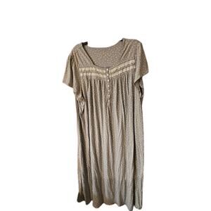 Gray Leaves Print Short‎ Sleeve Nightie Sleepwear Nightgown Womans Plus Size 3X